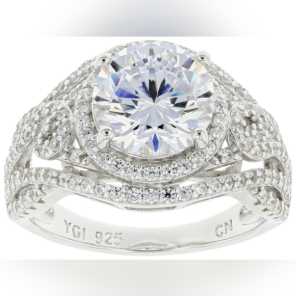 Sz 9, White Cubic Zirconia Rhodium Over Sterling Silver Ring 4.72ctw, NWT - Picture 3 of 15